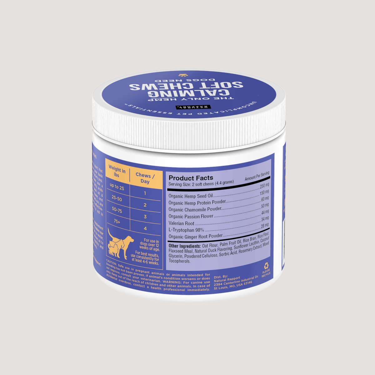Hemp Calming Soft Chews for Dogs – 120 Count