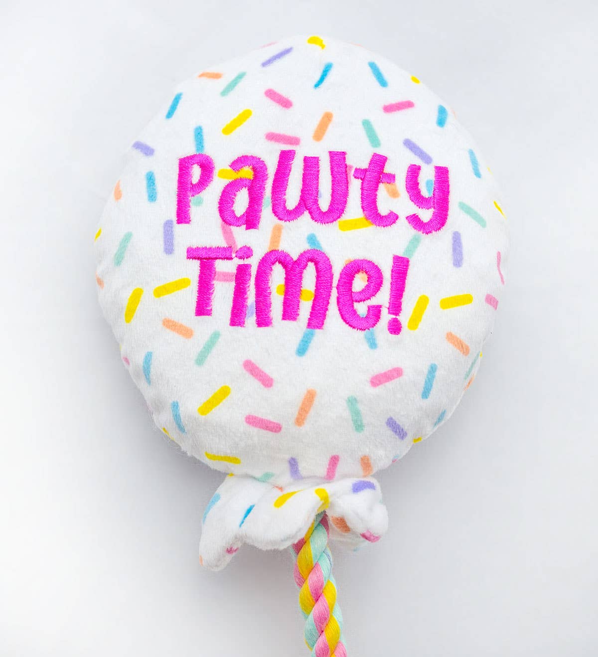 "Pawty Time" Birthday Balloon Rope Plush Dog Toy | 7"