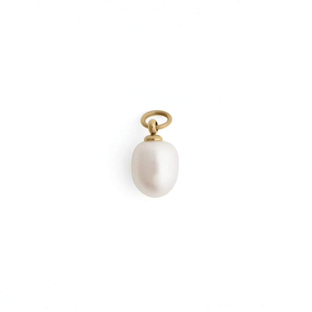 Pearl pendant with gold clasp on a white background