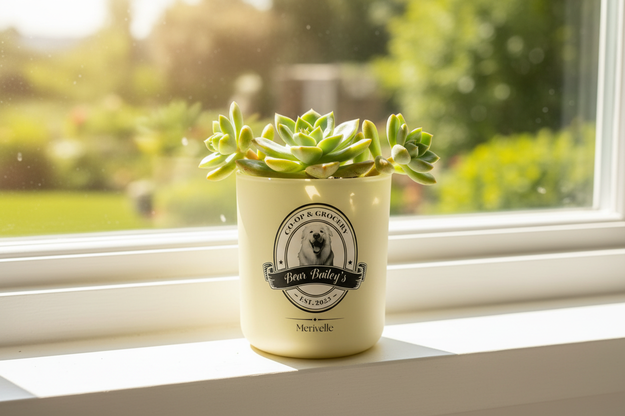 Bear Bailey's Candle Vessel as Succulent Planter - No Lid, Sunny Window