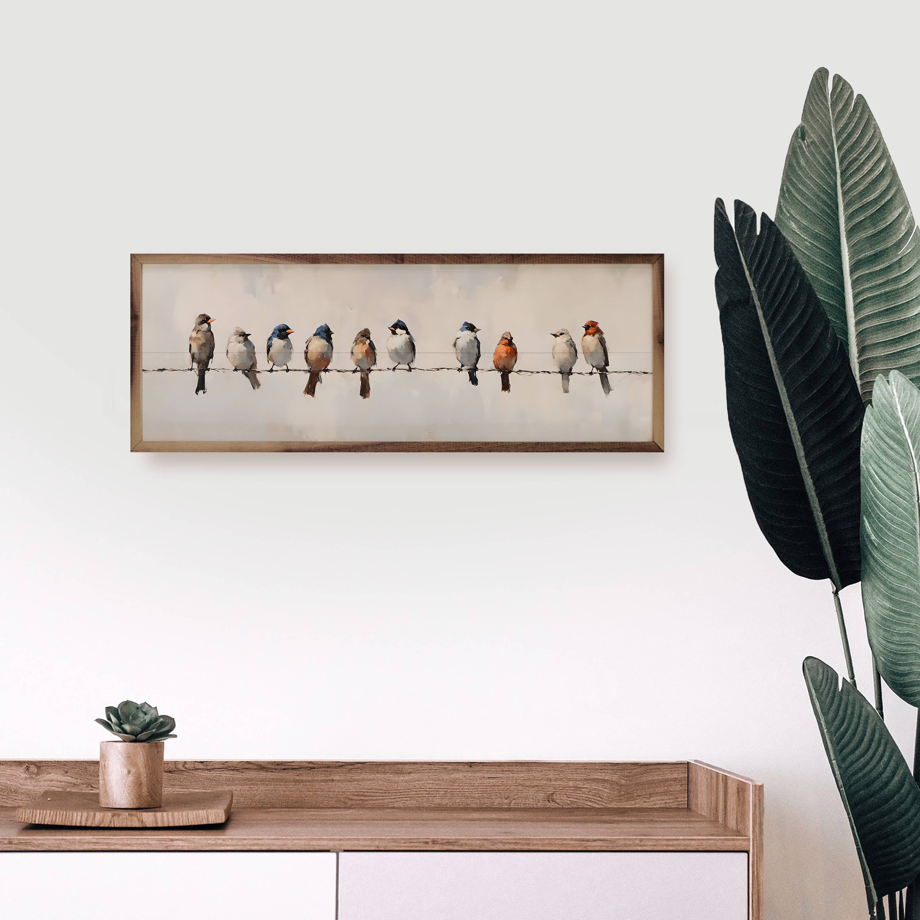 Birds on a Wire — Framed Wall Art, 24x8