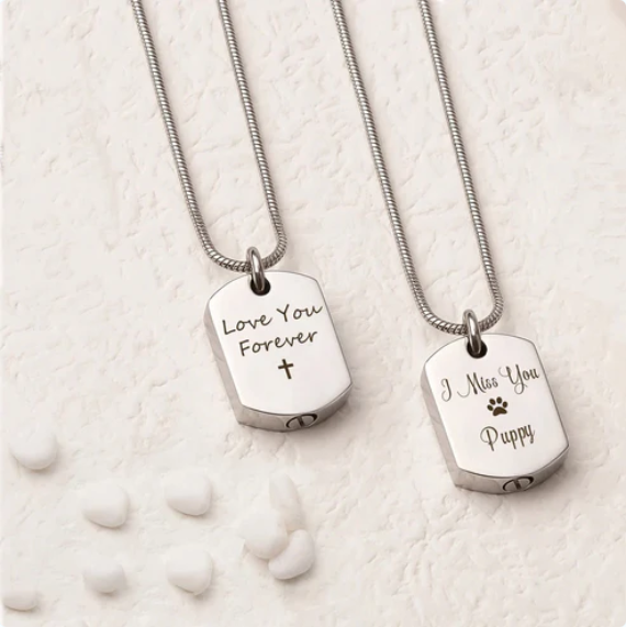 Stainless Steel Urn Memorial Dog Tag
