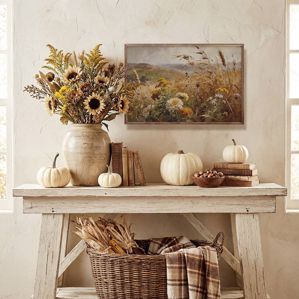 Golden Prairie In Bloom — Framed Wall Art, 16x10