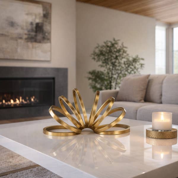 Gold Loop Sculptural Accent | Metal Ring Decor, 11 in.