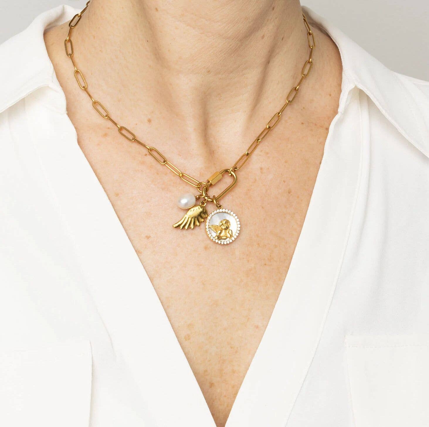 Natural Pearl Charm in Gold