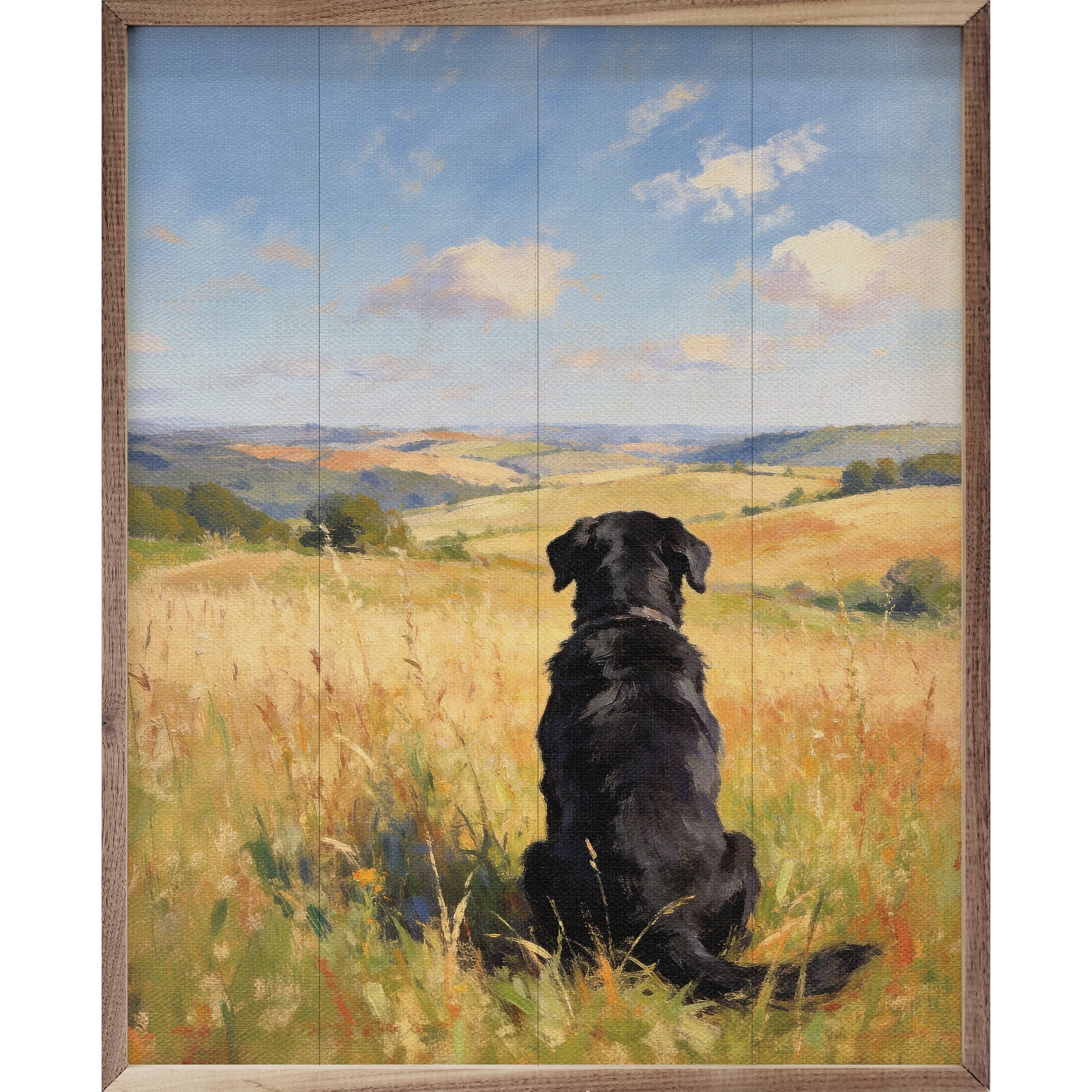 Sunny Day Black Lab — Framed Wall Art, 16x20
