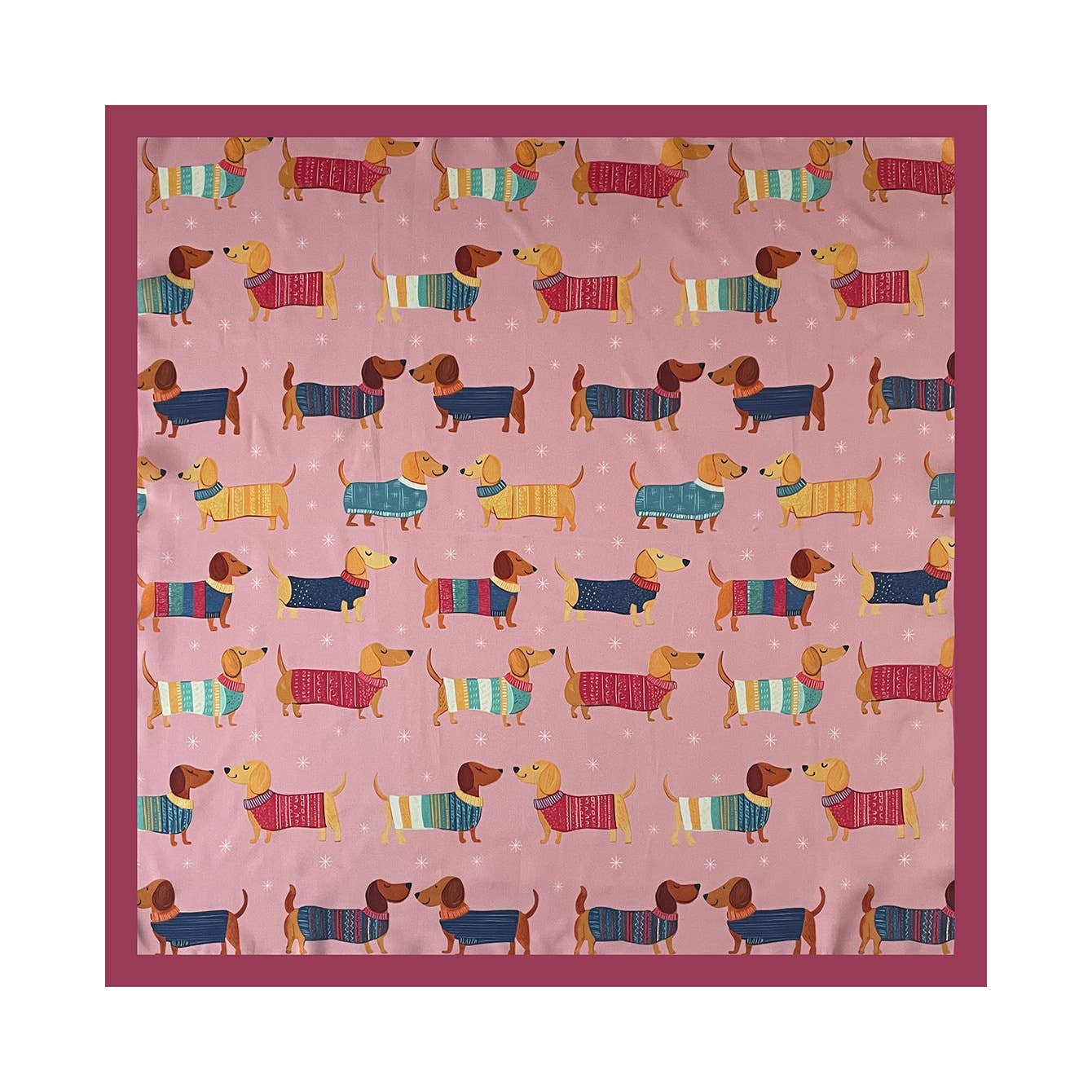 Dachshund Print Pet Bandana Scarf – Pink