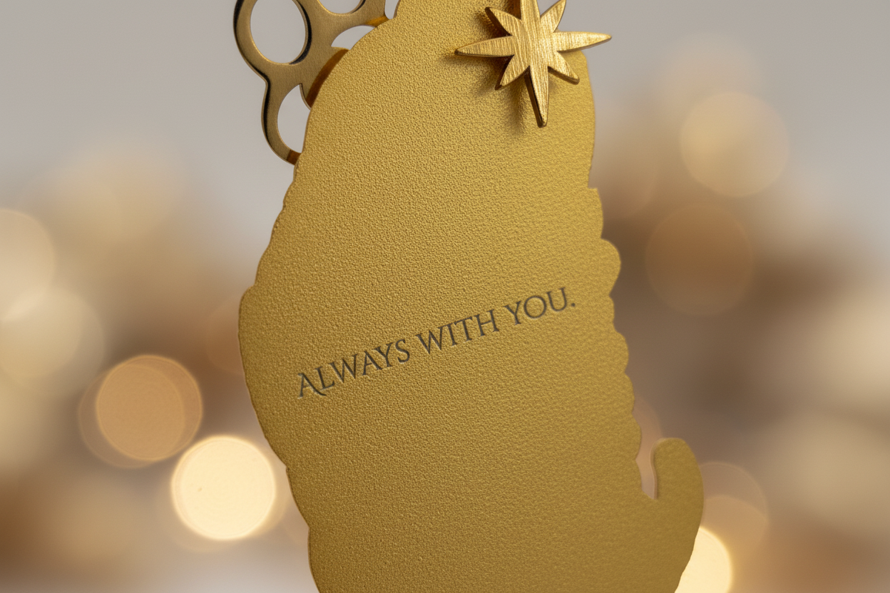 Macro close-up of Always With You engraving