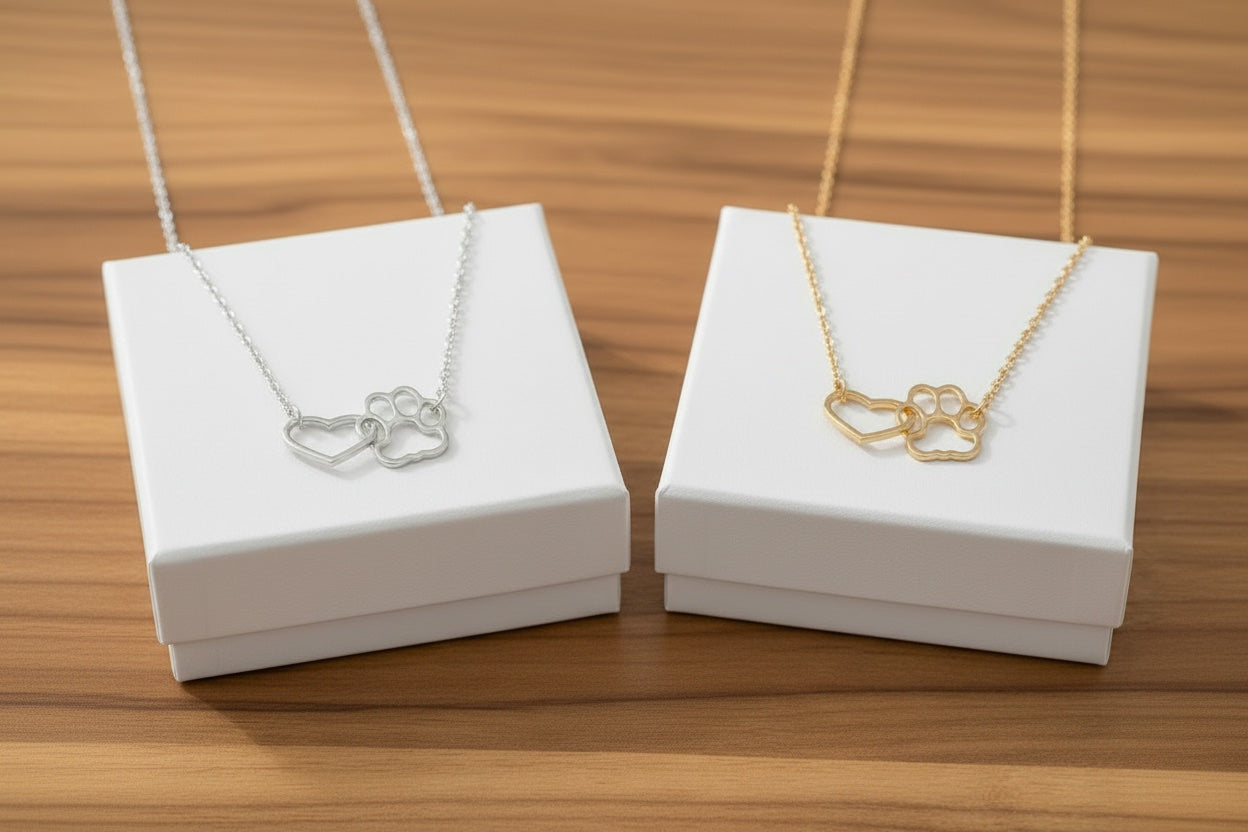 Paw & Heart Interlocking Charm Necklace
